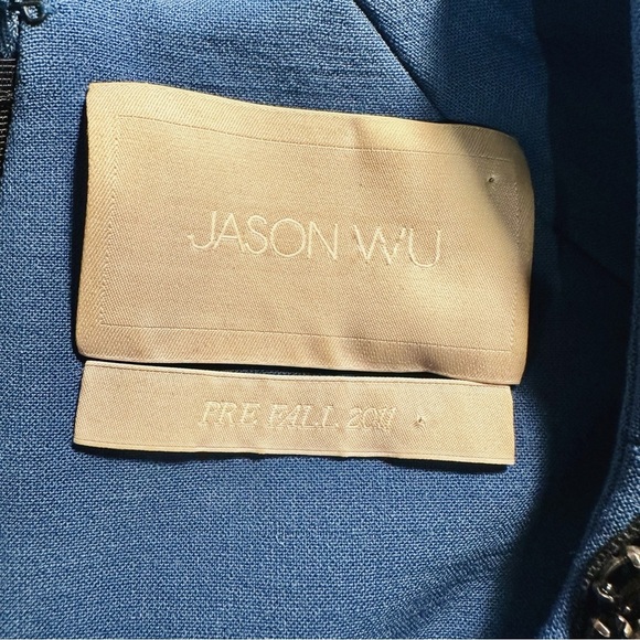 RARE Vintage Jason Wu Pre-Fall 2011 Teal Midi Dress w/ Jeweled Collar Size 4 - Picture 3 of 16